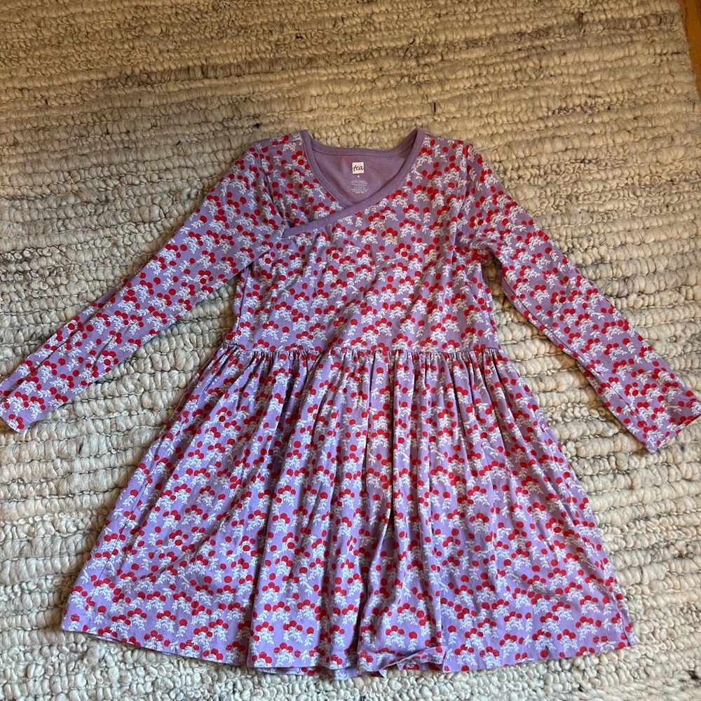 Tea Collection purple and red Floral Kids Dress